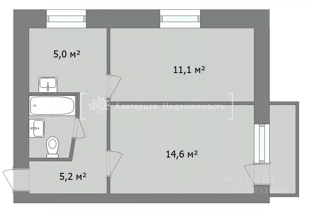 2-к кв. Томская область, Томск просп. Кирова, 48 (39.1 м) - Фото 2