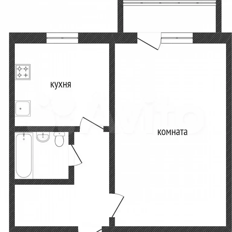 1-к. квартира, 30,4 м, 5/5 эт. - Фото 0