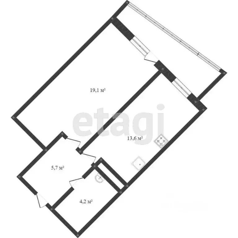 1-к кв. Ямало-Ненецкий АО, Новый Уренгой Мирный мкр, 3/3 (43.1 м) - Фото 1