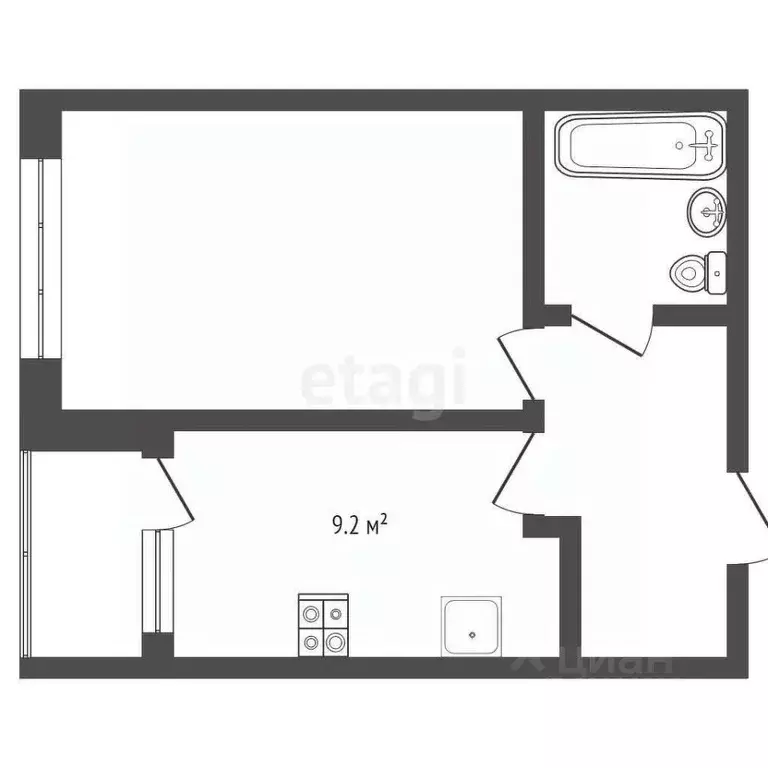 1-к кв. Калининградская область, Калининград Минусинская ул., 19 (31.2 ... - Фото 2