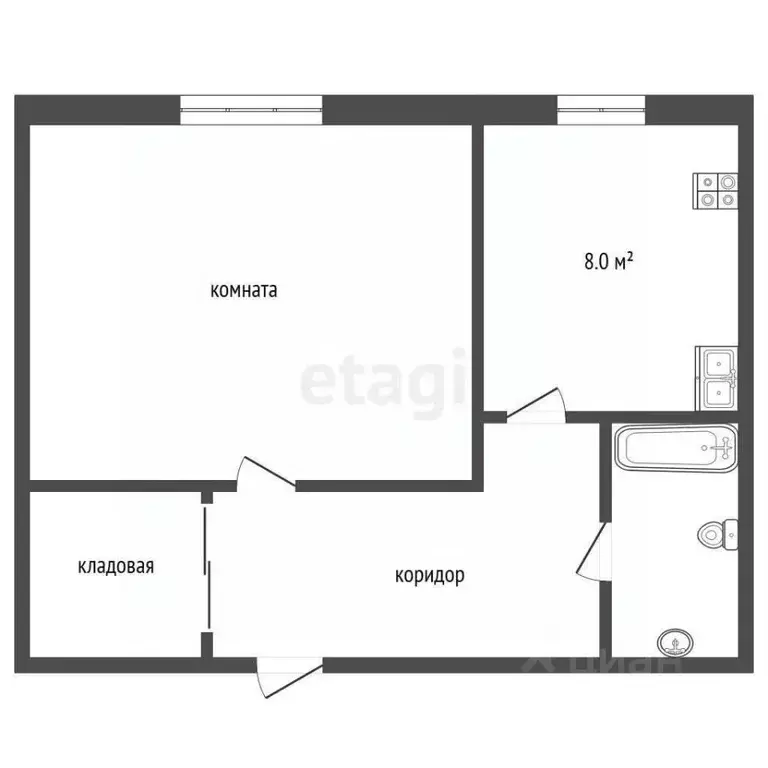 1-к кв. Тюменская область, Тюмень проезд Геологоразведчиков, 55 (32.2 ... - Фото 1