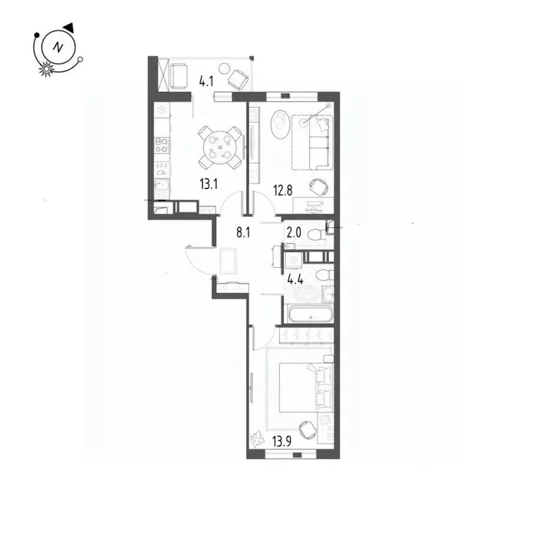 2-к кв. Санкт-Петербург пос. Шушары, ул. Чудовская, 14к1 (56.6 м) - Фото 2