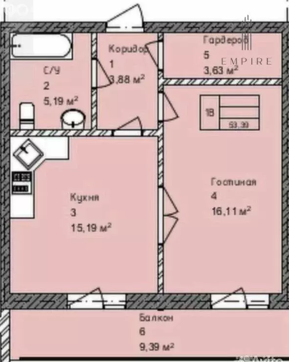 1-комнатная квартира: Грозный, Кабардинская улица, 40А (54.6 м) - Фото 0