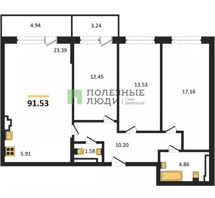 4-комнатная квартира: Ижевск, улица Телегина, 48 (91.53 м) - Фото 1