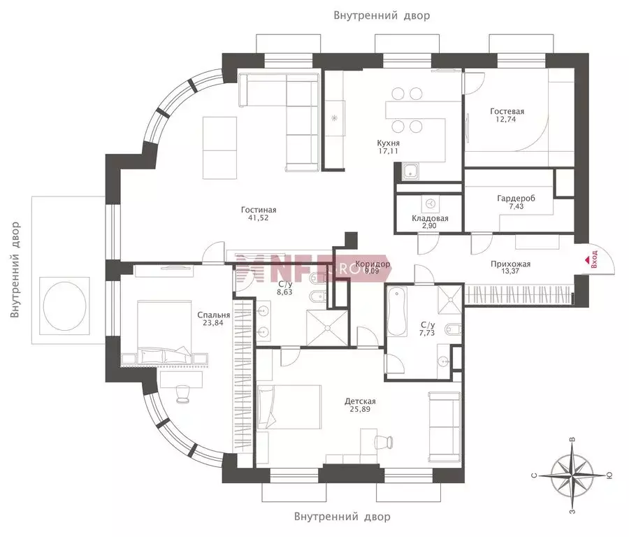 4-комнатная квартира: Москва, улица Фадеева, 4А (174 м) - Фото 2