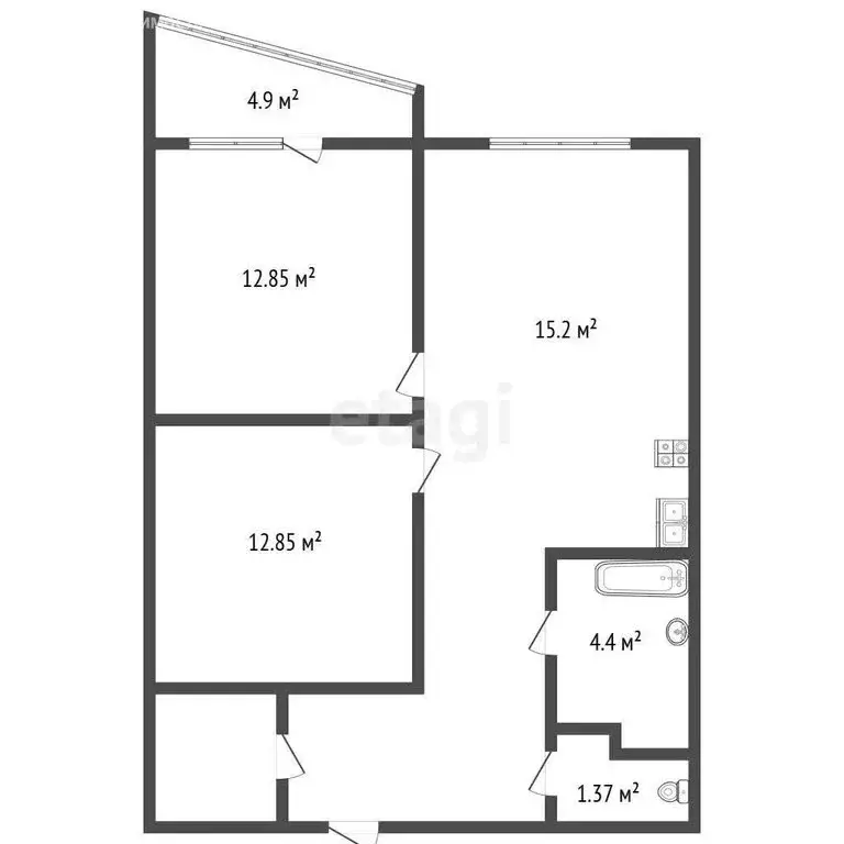 2-комнатная квартира: Шушары, Первомайская улица, 16 (56.3 м) - Фото 1