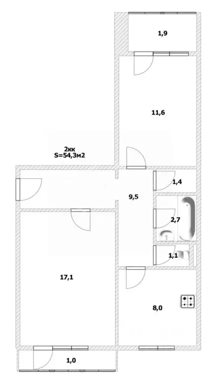 2-к кв. Калининградская область, Светлогорск ул. Мичурина, 2 (54.3 м) - Фото 2