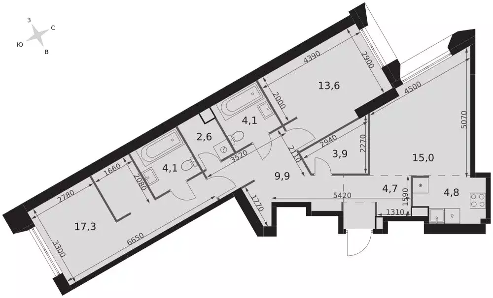 3-комнатная квартира: Москва, ЖК Архитектор (80 м) - Фото 2