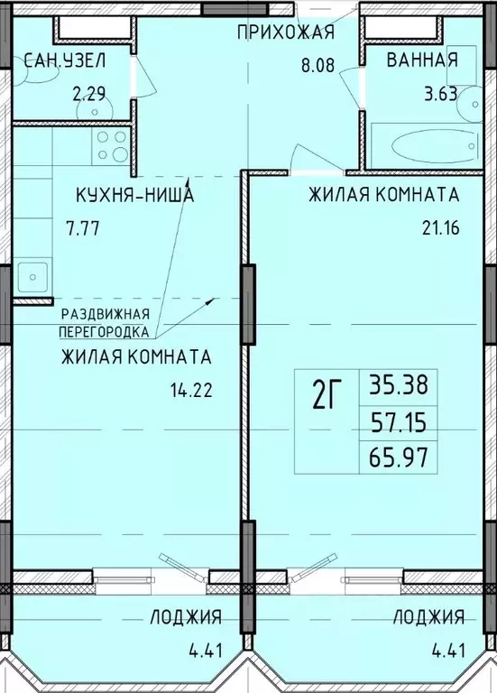 2-к кв. Тульская область, Тула Рязанская ул., 23 (65.97 м) - Фото 0