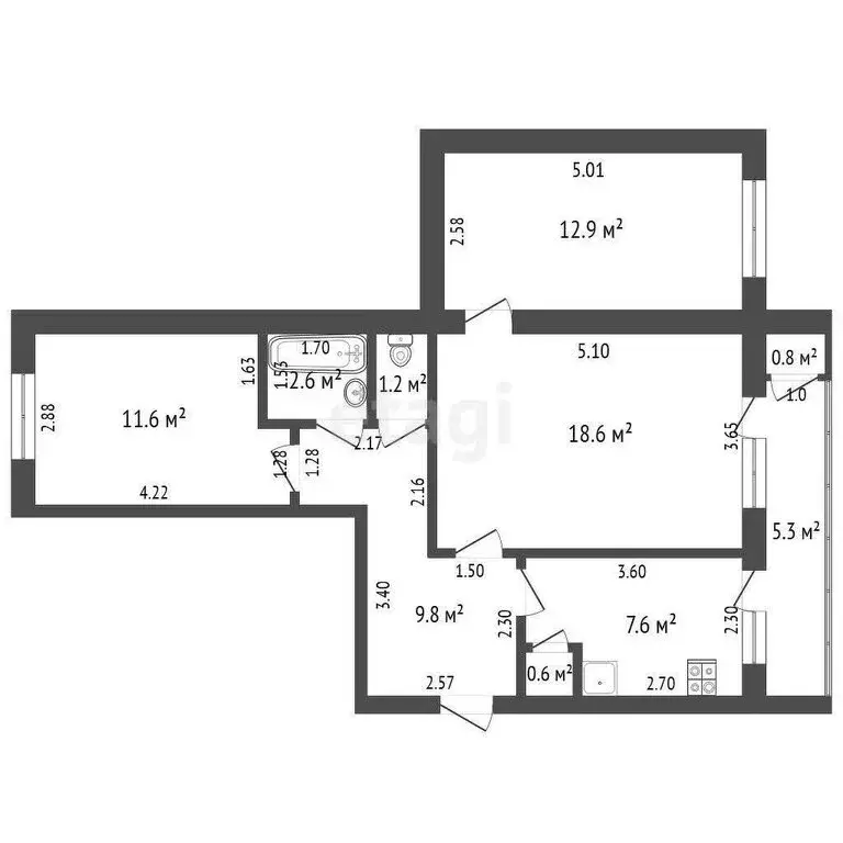 3-комнатная квартира: Прохладный, улица Добровольского, 40 (64.9 м) - Фото 0