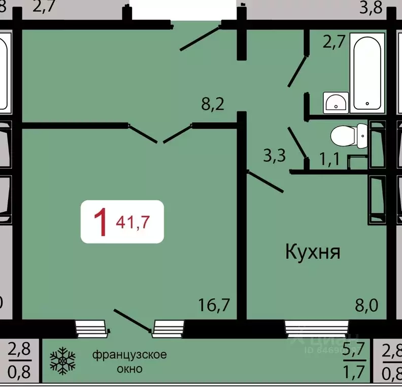 1-к кв. Красноярский край, Красноярск ул. Калинина (41.7 м) - Фото 0