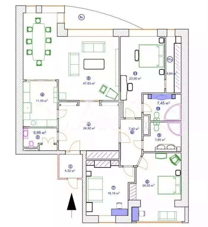 4-к. квартира, 190 м, 7/12 эт. - Фото 0