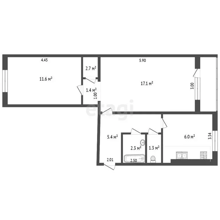 2-комнатная квартира: Самара, улица Промышленности, 303 (49.5 м) - Фото 1