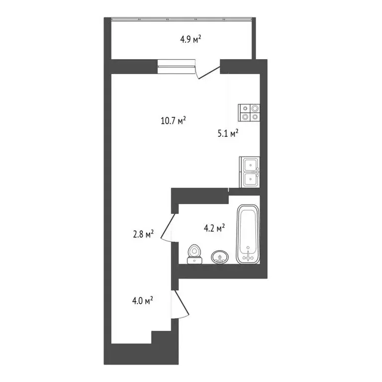 Квартира-студия: Тюмень, улица Разведчика Кузнецова, 16 (31.7 м) - Фото 0