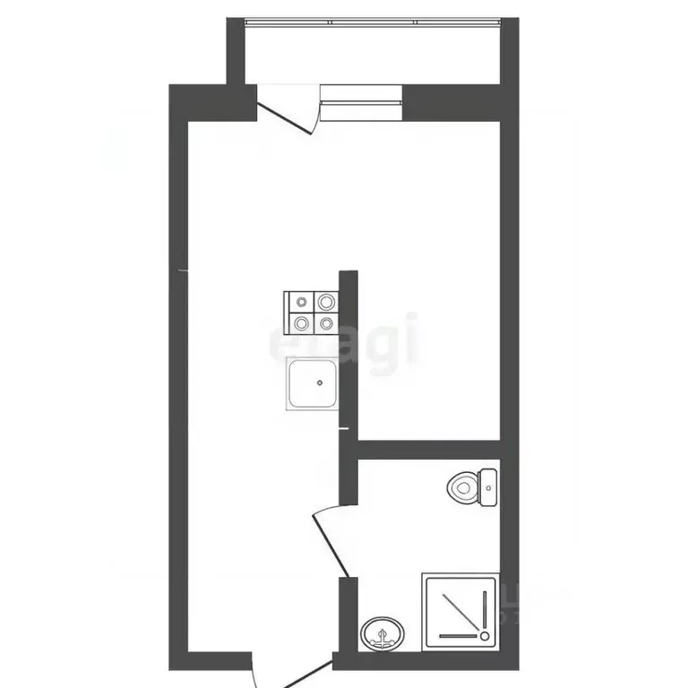 Студия Тюменская область, Тюмень ул. Краснооктябрьская, 16к1 (25.0 м) - Фото 1