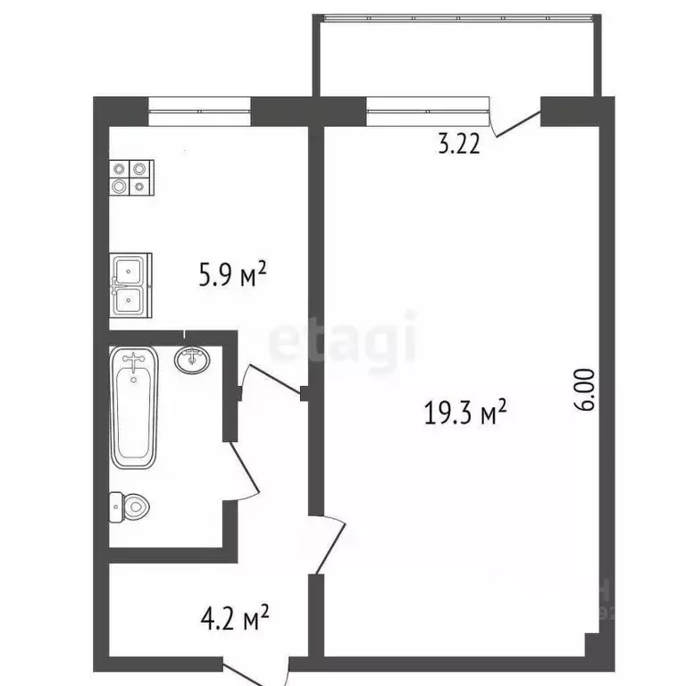 1-к кв. Вологодская область, Вологда ул. Мира, 96 (32.5 м) - Фото 2