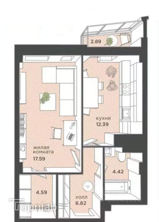 1-к кв. Калининградская область, Калининград ул. Гайдара, 90 (50.0 м) - Фото 0