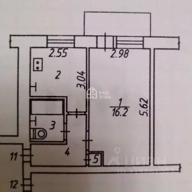 1-к кв. Калужская область, Калуга ул. Гурьянова, 16к1 (30.1 м) - Фото 2