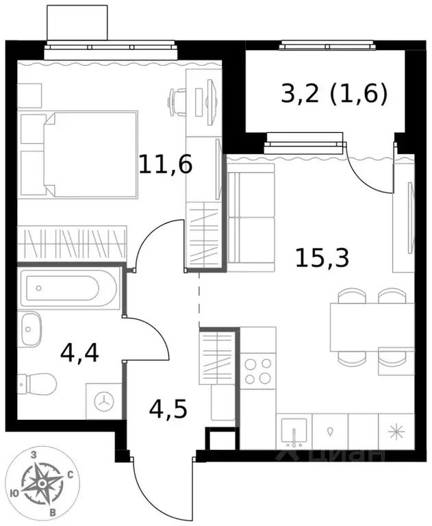 1-к кв. Московская область, Химки Клязьма-Старбеево мкр, Международный ... - Фото 2
