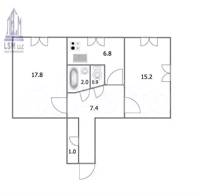 2-к. квартира, 51,1 м, 9/9 эт. - Фото 0