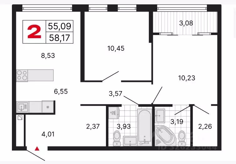 2-к кв. Свердловская область, Екатеринбург ул. Куйбышева, 106 (58.0 м) - Фото 2