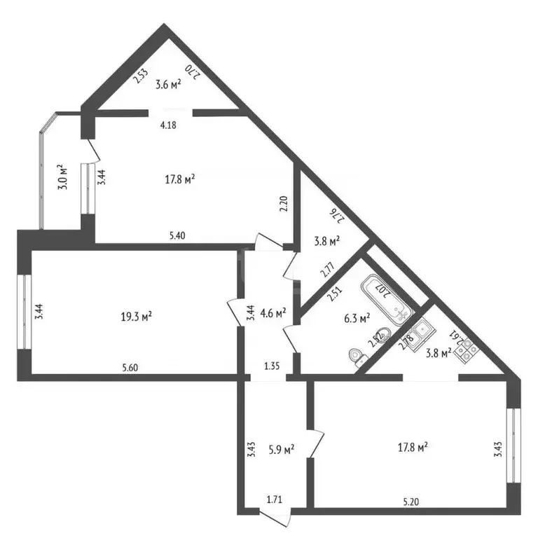 3-к кв. Тюменская область, Тюмень ул. Павла Шарова, 1к1 (82.9 м) - Фото 2