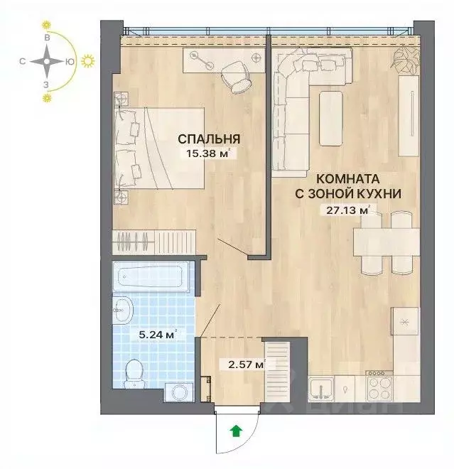 2-к кв. Свердловская область, Екатеринбург ул. Маршала Жукова, 16 ... - Фото 1