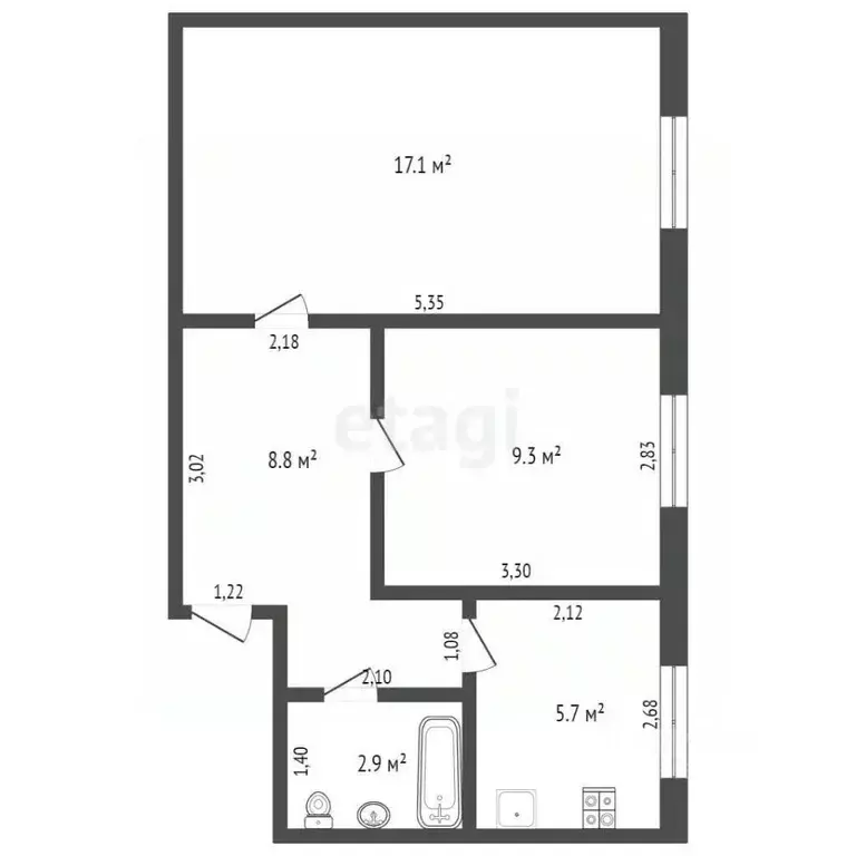 2-к кв. Алтайский край, Бийский район, с. Верх-Катунское ул. Мира, 8 ... - Фото 2