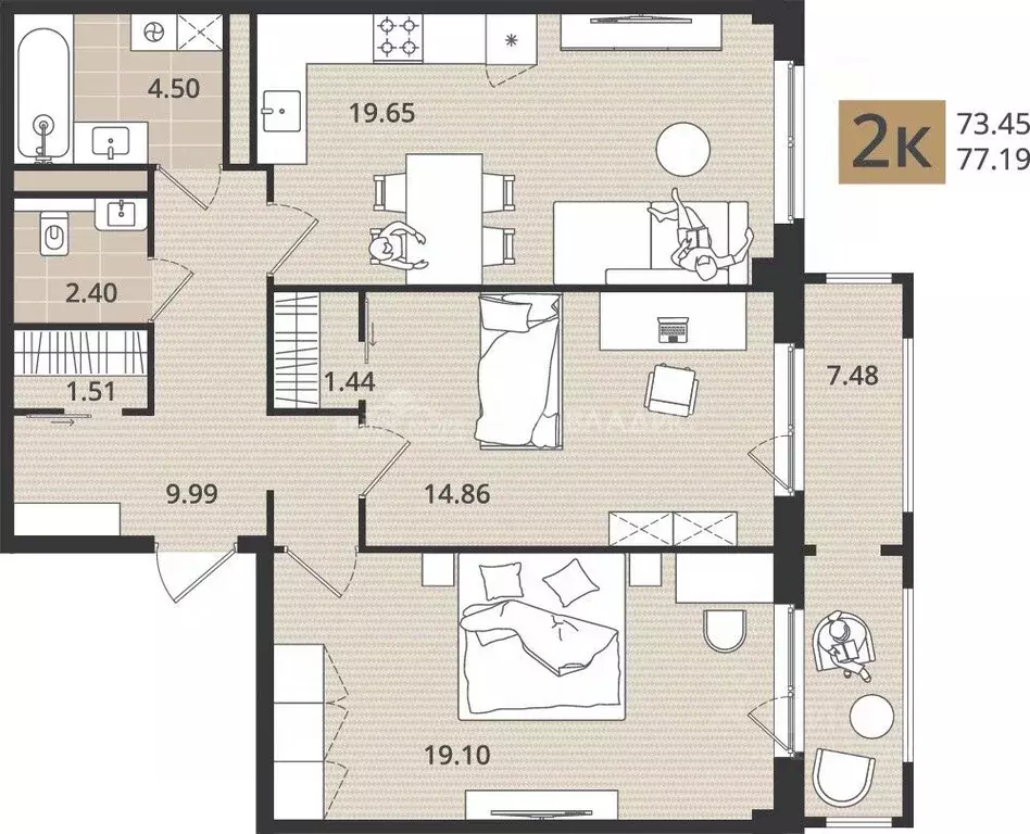 3-к кв. Архангельская область, Северодвинск Пионерская ул., 8 (72.9 м) - Фото 2