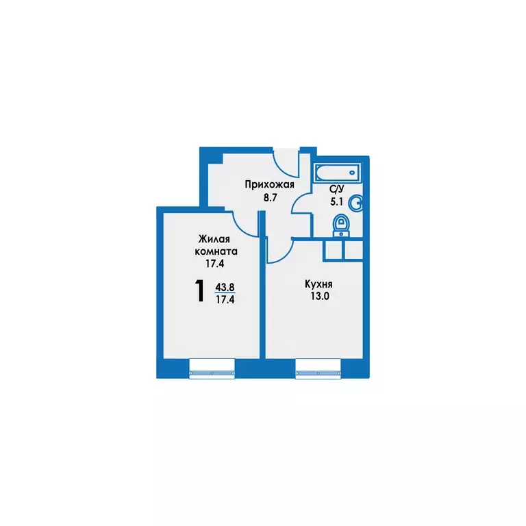 Продаётся 1-к квартира, 42.2 м - Фото 0