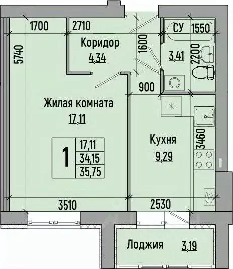 1-к кв. Волгоградская область, Волгоград ул. Иссы Плиева, 6В (35.75 м) - Фото 0