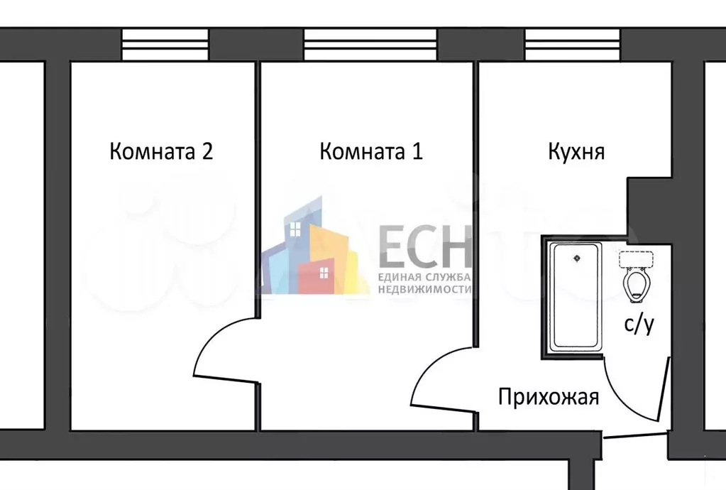 2-к. квартира, 38,4 м, 2/2 эт. - Фото 0