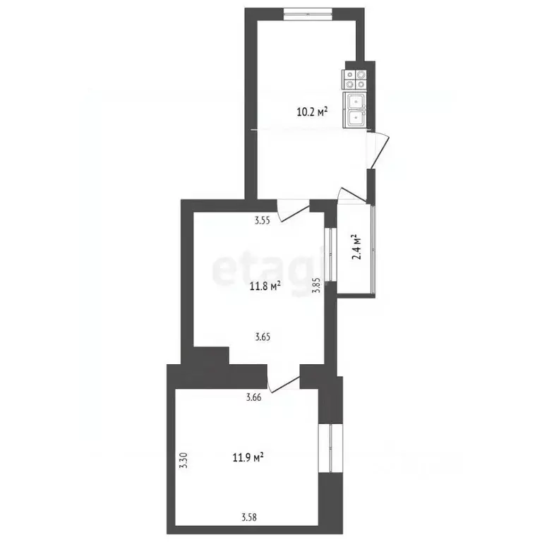 2-к кв. Крым, Феодосия ул. Головина, 13 (36.3 м) - Фото 2