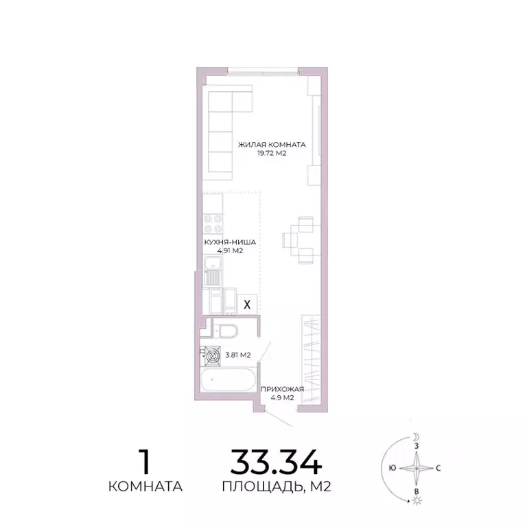 1-к кв. Пензенская область, Пенза Побочинская ул., с18 (33.34 м) - Фото 0