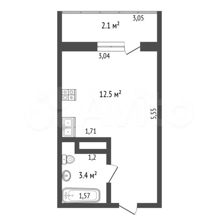 Квартира-студия, 15,9 м, 4/10 эт. - Фото 0