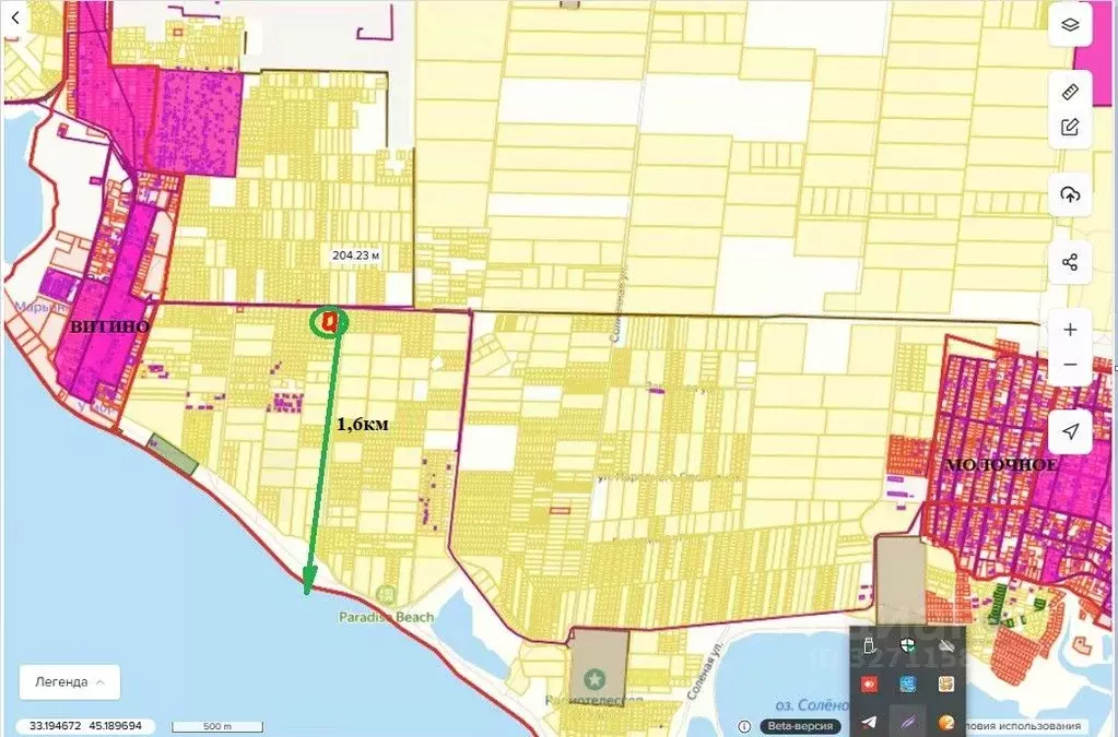 Участок в Крым, Сакский район, Молочненское с/пос, с. Витино  (6.0 ... - Фото 2