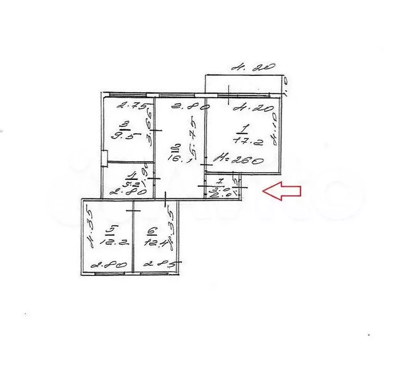 4-к. квартира, 76 м, 2/9 эт. - Фото 0