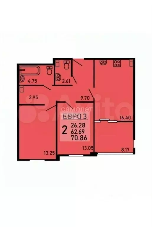 3-к кв. Липецкая область, Липецк Студеновская ул., 23Б (70.86 м) - Фото 2