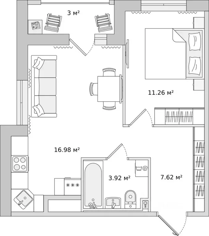 1-к кв. Ленинградская область, Всеволожский район, Свердловское ... - Фото 1