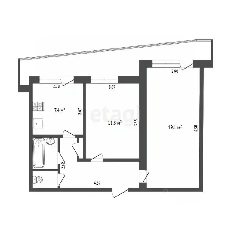 2-к кв. Тюменская область, Тюмень ул. Республики, 92 (49.6 м) - Фото 2