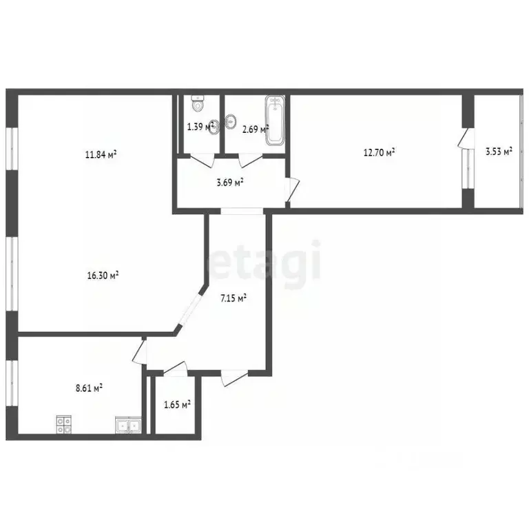 2-к кв. Тюменская область, Тюмень ул. Избышева, 6 (65.6 м) - Фото 2