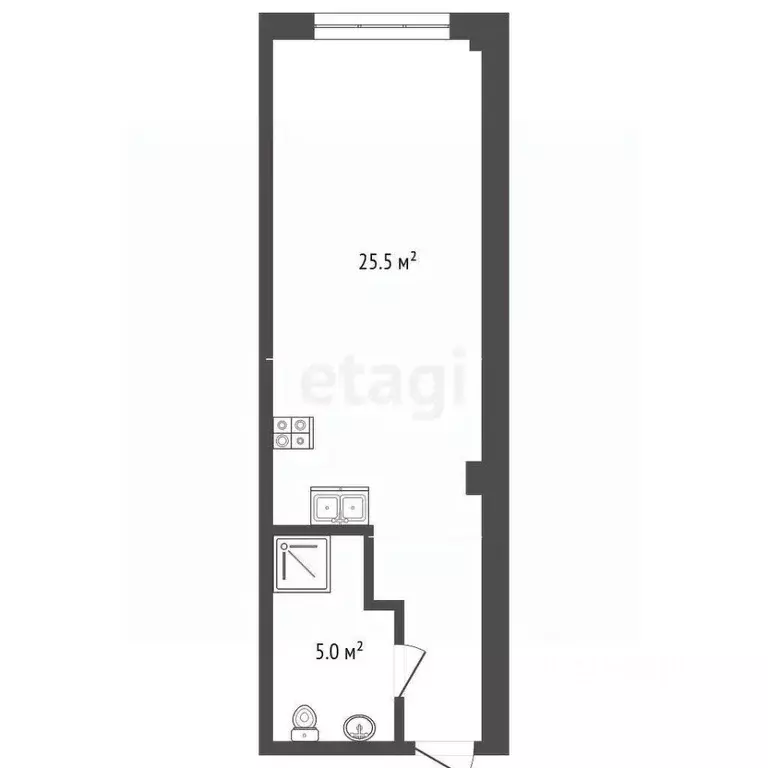 Студия Крым, Ялта ул. Киевская, 44 (31.5 м) - Фото 2