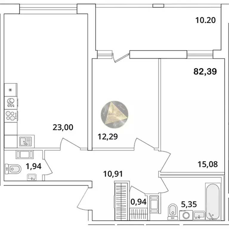 2-к кв. Санкт-Петербург Кубинская ул., 82к3с1 (82.39 м) - Фото 2