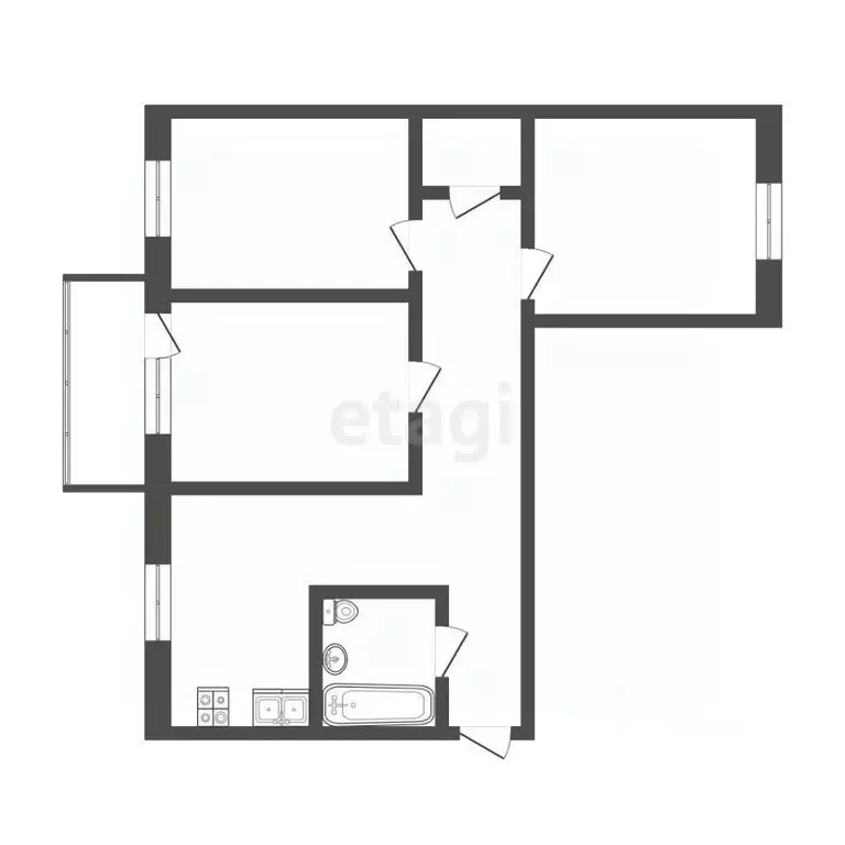 3-к кв. Челябинская область, Челябинск Большевистская ул., 4 (57.8 м) - Фото 1