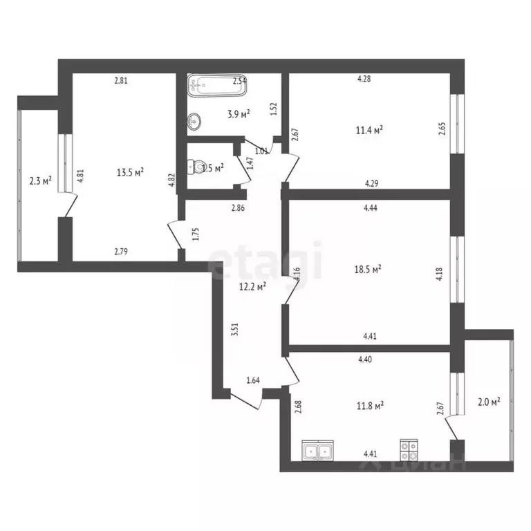 3-к кв. Мордовия, Саранск Волгоградская ул., 106с1 (72.8 м) - Фото 1