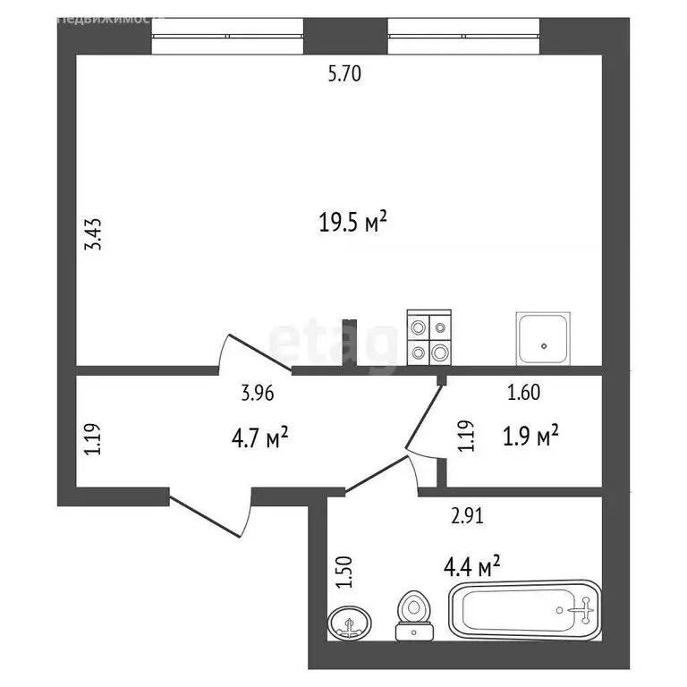 Квартира-студия: Винзили, улица 60 лет Октября, 16 (30.5 м) - Фото 0