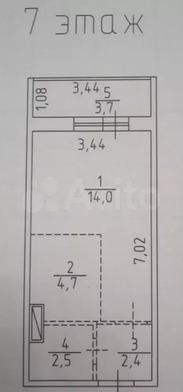 Квартира-студия, 27,3 м, 7/16 эт. - Фото 0