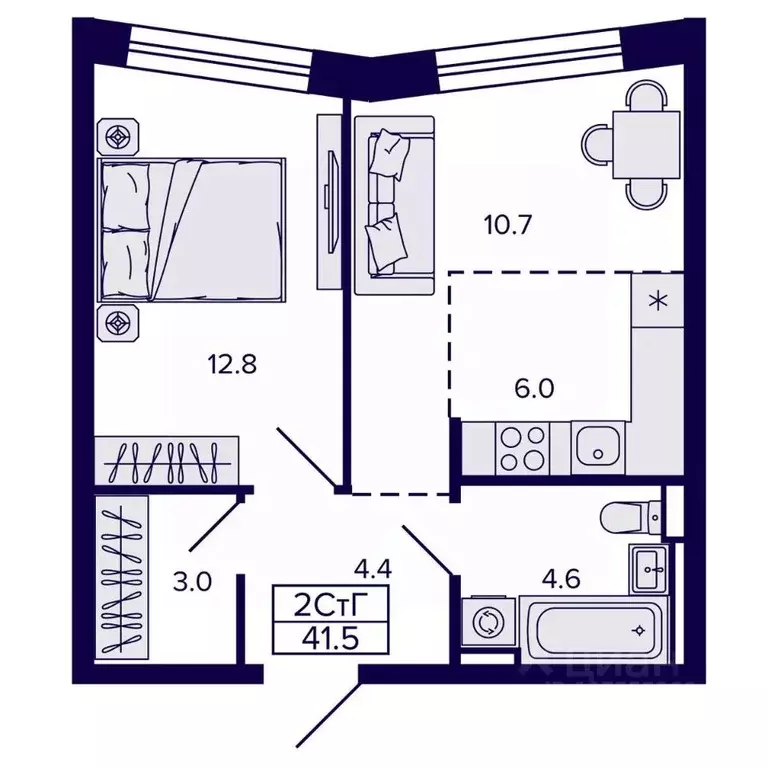 2-к кв. Хабаровский край, Хабаровск ул. Карла Маркса (41.51 м) - Фото 1