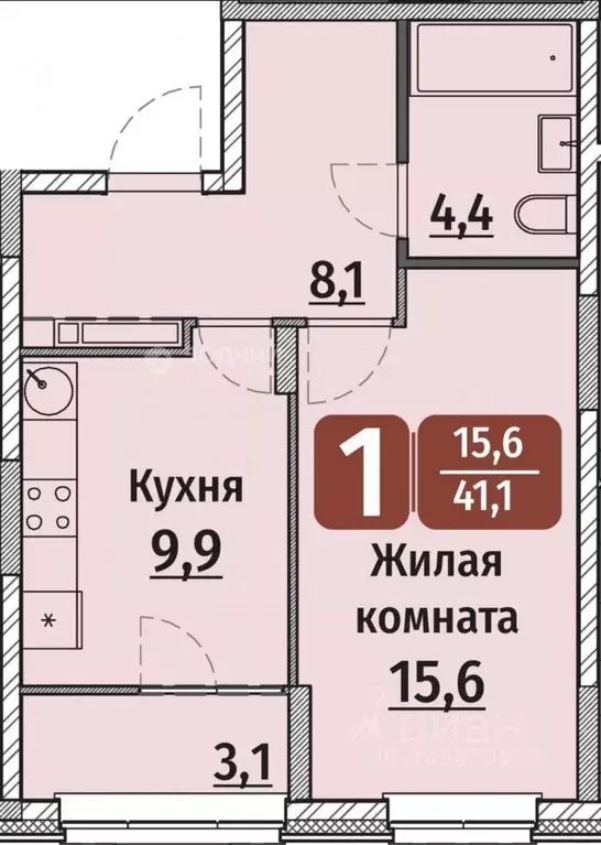 1-к кв. Чувашия, Чебоксары ул. Энергетиков, 6 (41.1 м) - Фото 0