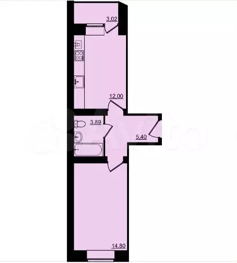 1-к. квартира, 37,6 м, 3/4 эт. - Фото 0